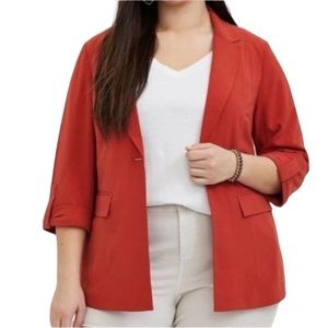 TORRID 4 4X Plus Size Long Red Essential Blazer 1 Button Fully Lined NWT